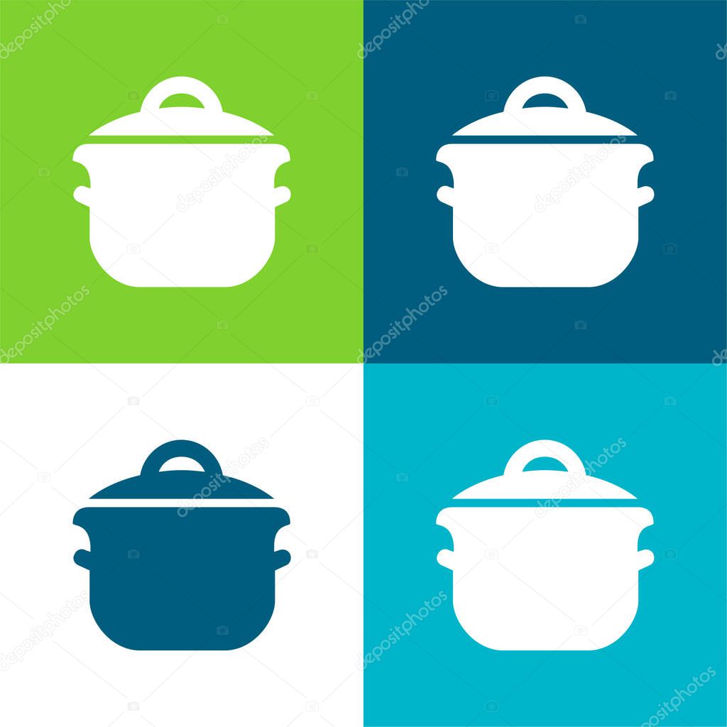 Big Pot Flat four color minimal icon set