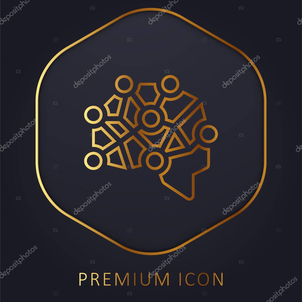 Brain golden line premium logo or icon