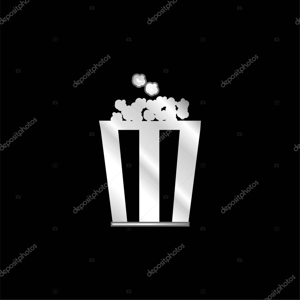 Box Of Popcorn silver plated metallic icon
