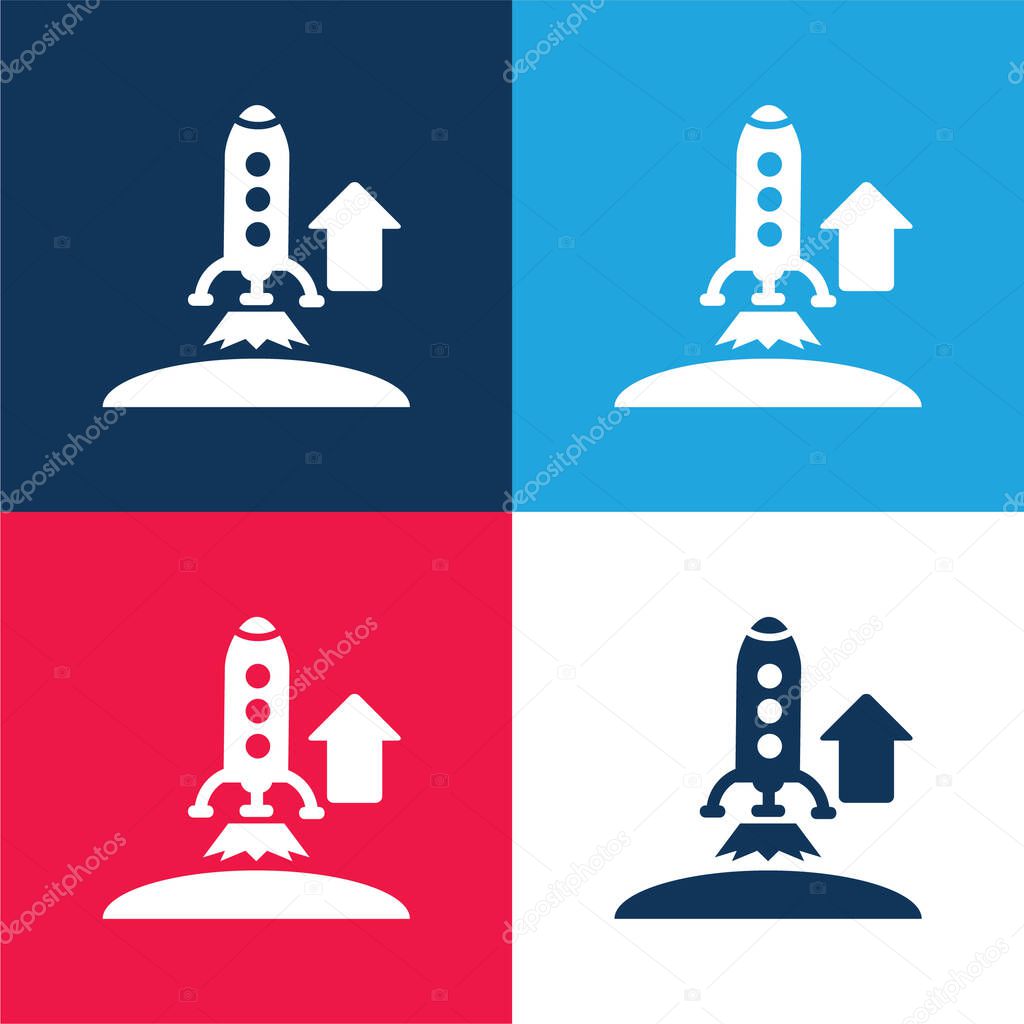 Ascending Rocket blue and red four color minimal icon set