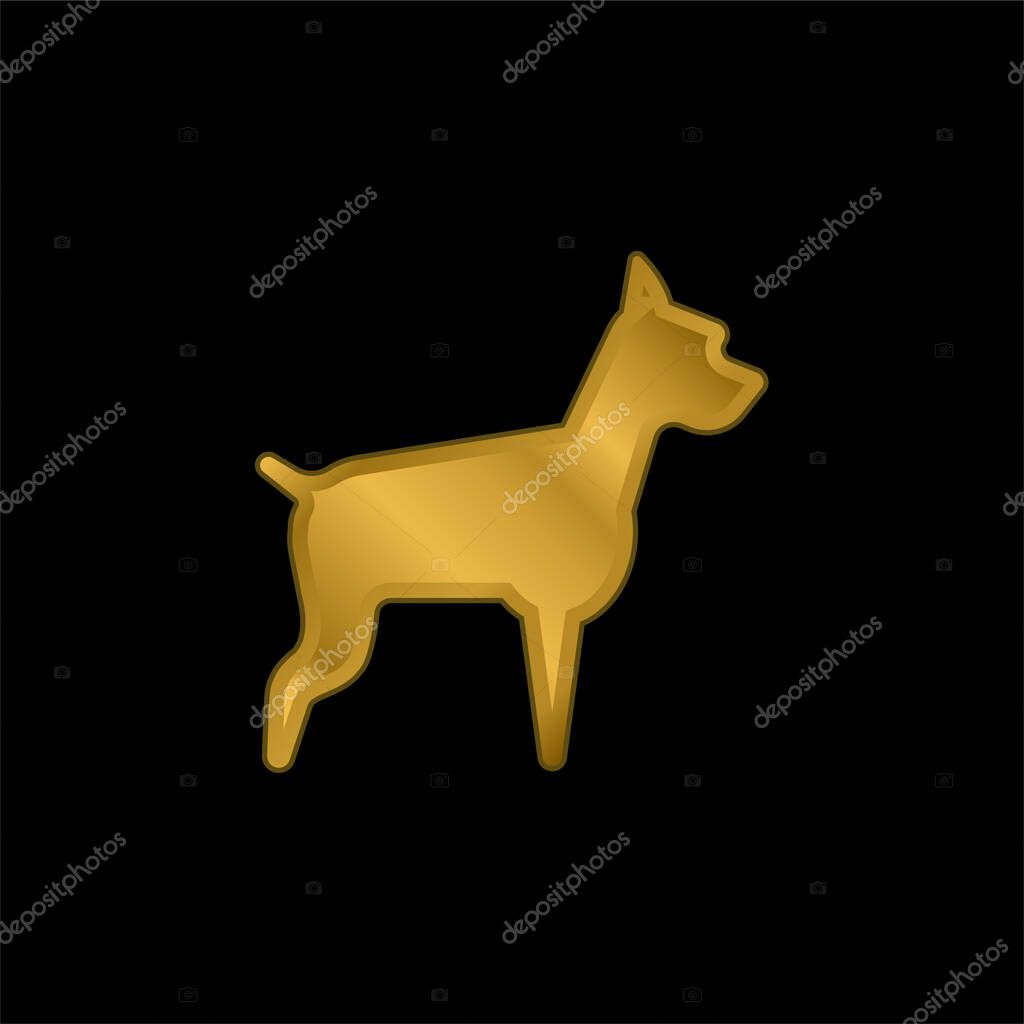 Big Dog gold plated metalic icon or logo vector