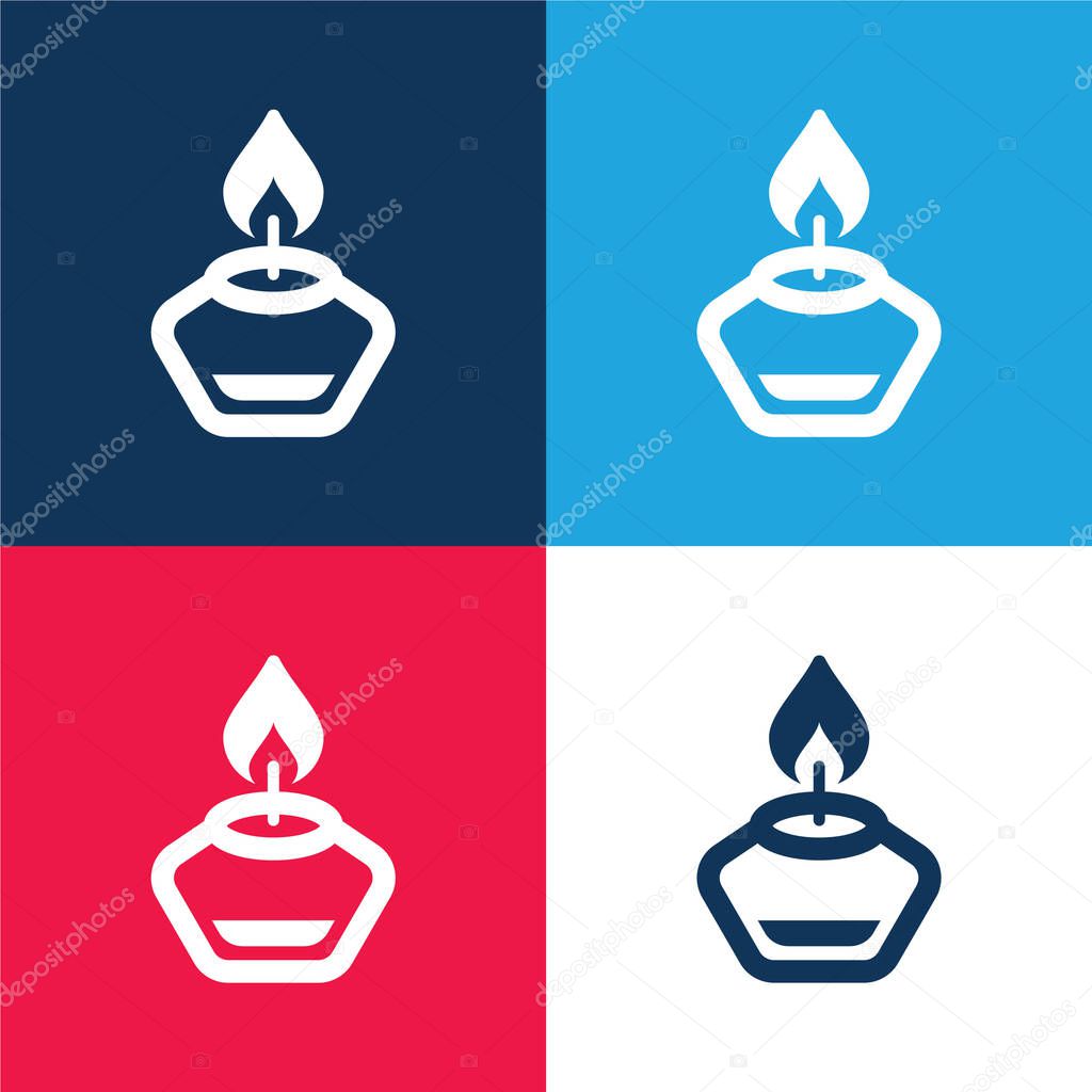 Aromatherapy blue and red four color minimal icon set