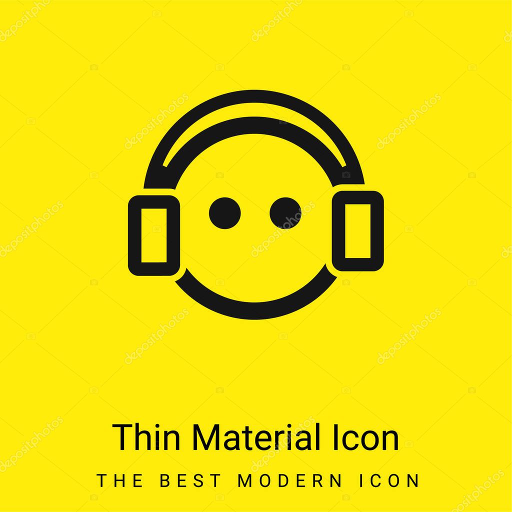 Boy With Headphones minimal bright yellow material icon