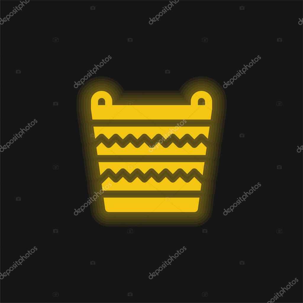 Basket yellow glowing neon icon