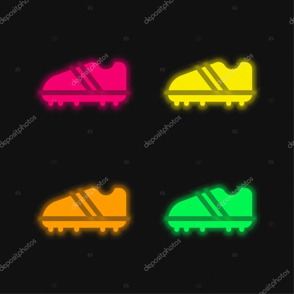 Boots four color glowing neon vector icon