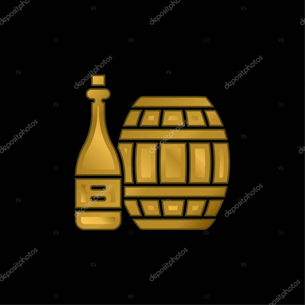 Barrel gold plated metalic icon or logo vector