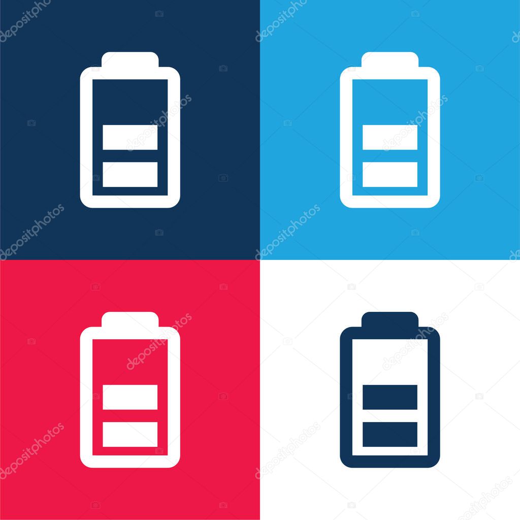 Battery blue and red four color minimal icon set