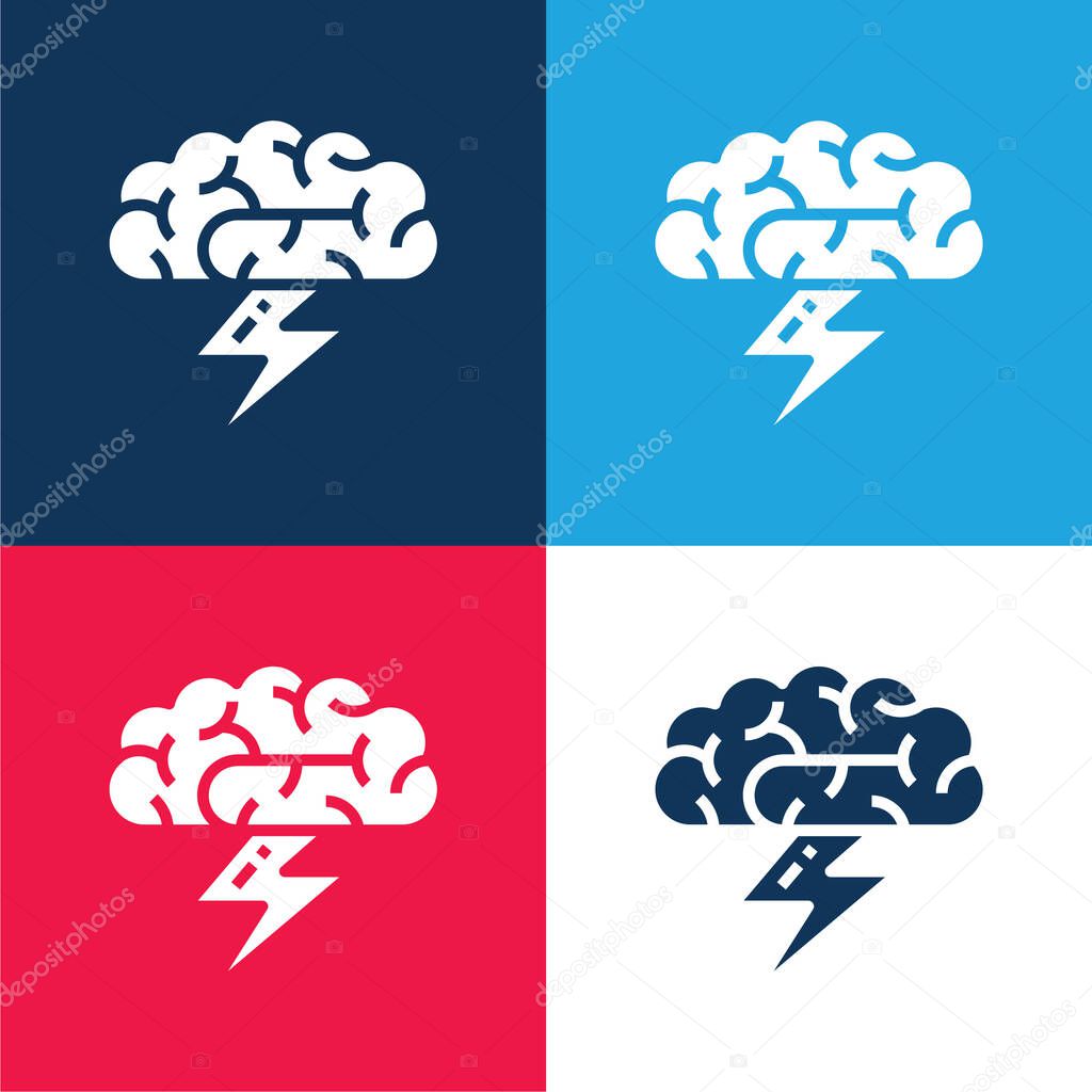 Brainstorm blue and red four color minimal icon set