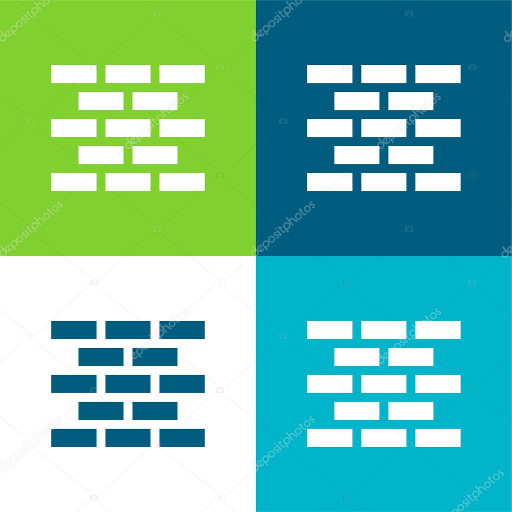 Brick Wall Flat four color minimal icon set