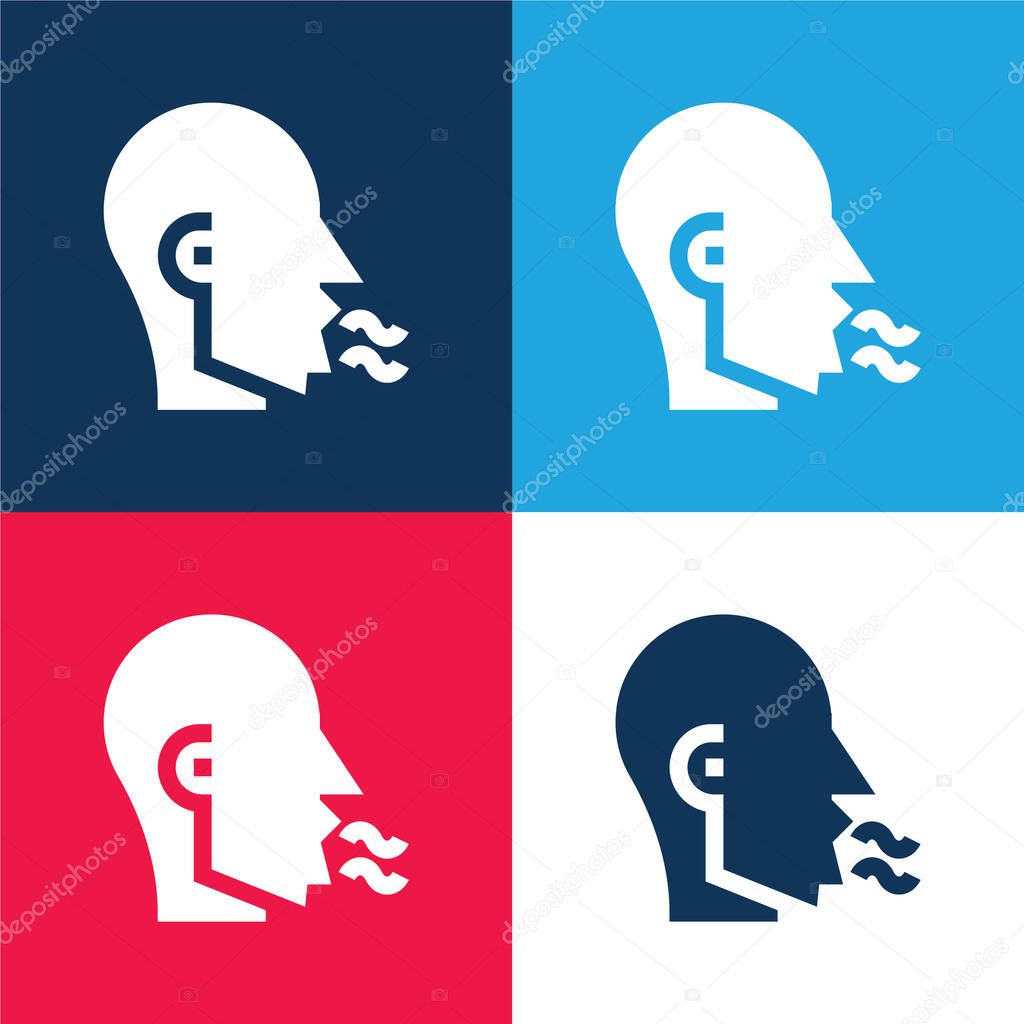 Bad Breath blue and red four color minimal icon set