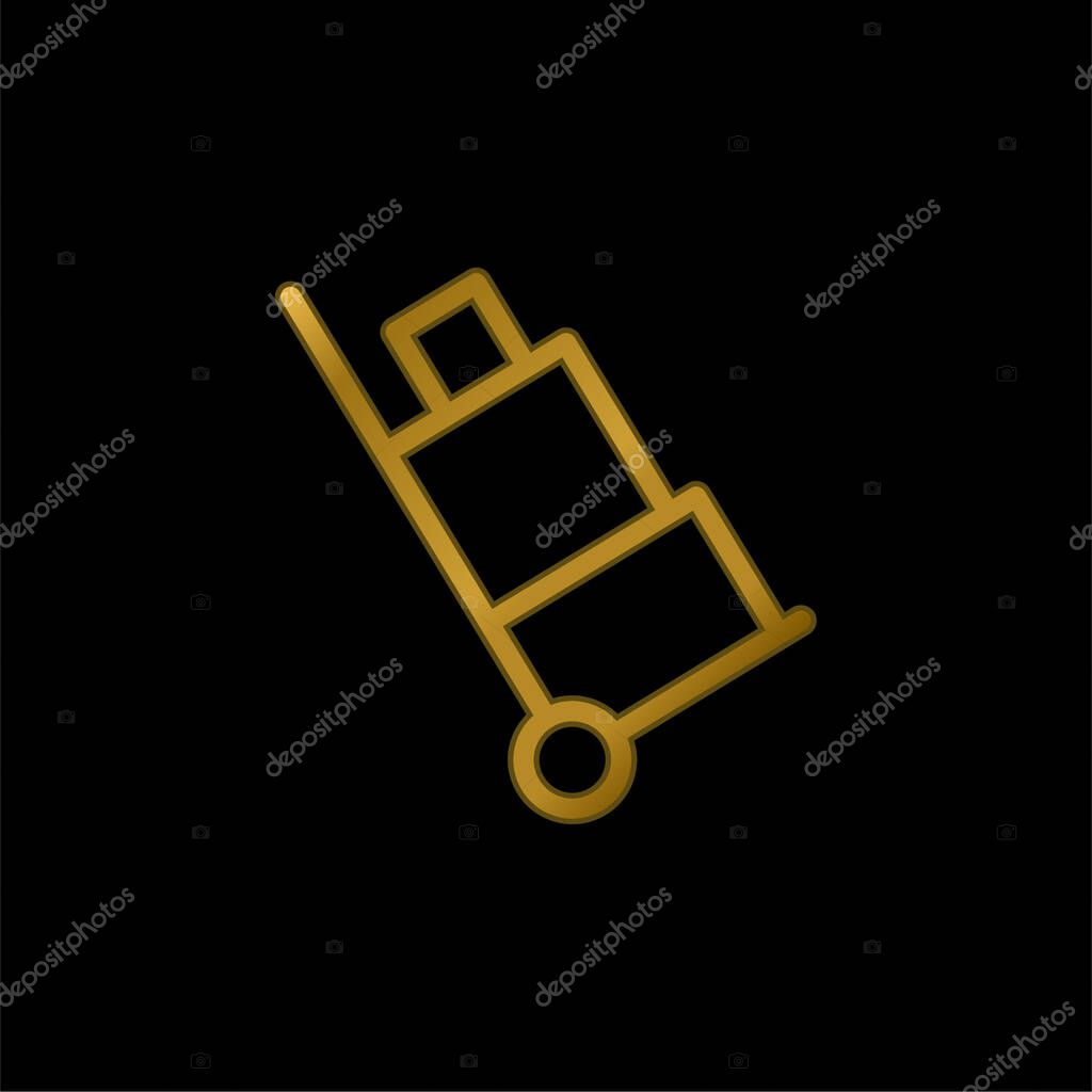 Baggage gold plated metalic icon or logo vector