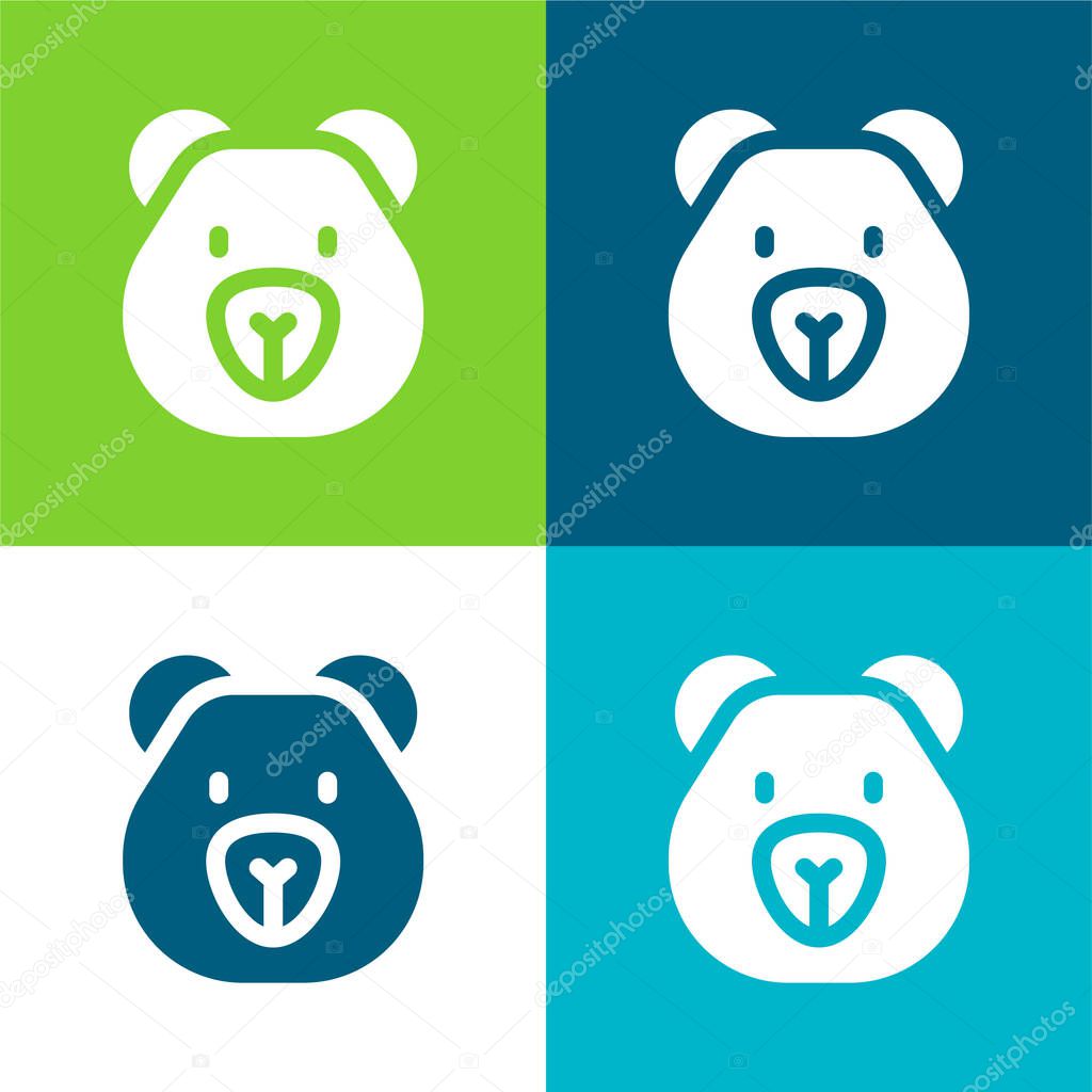 Bear Flat four color minimal icon set