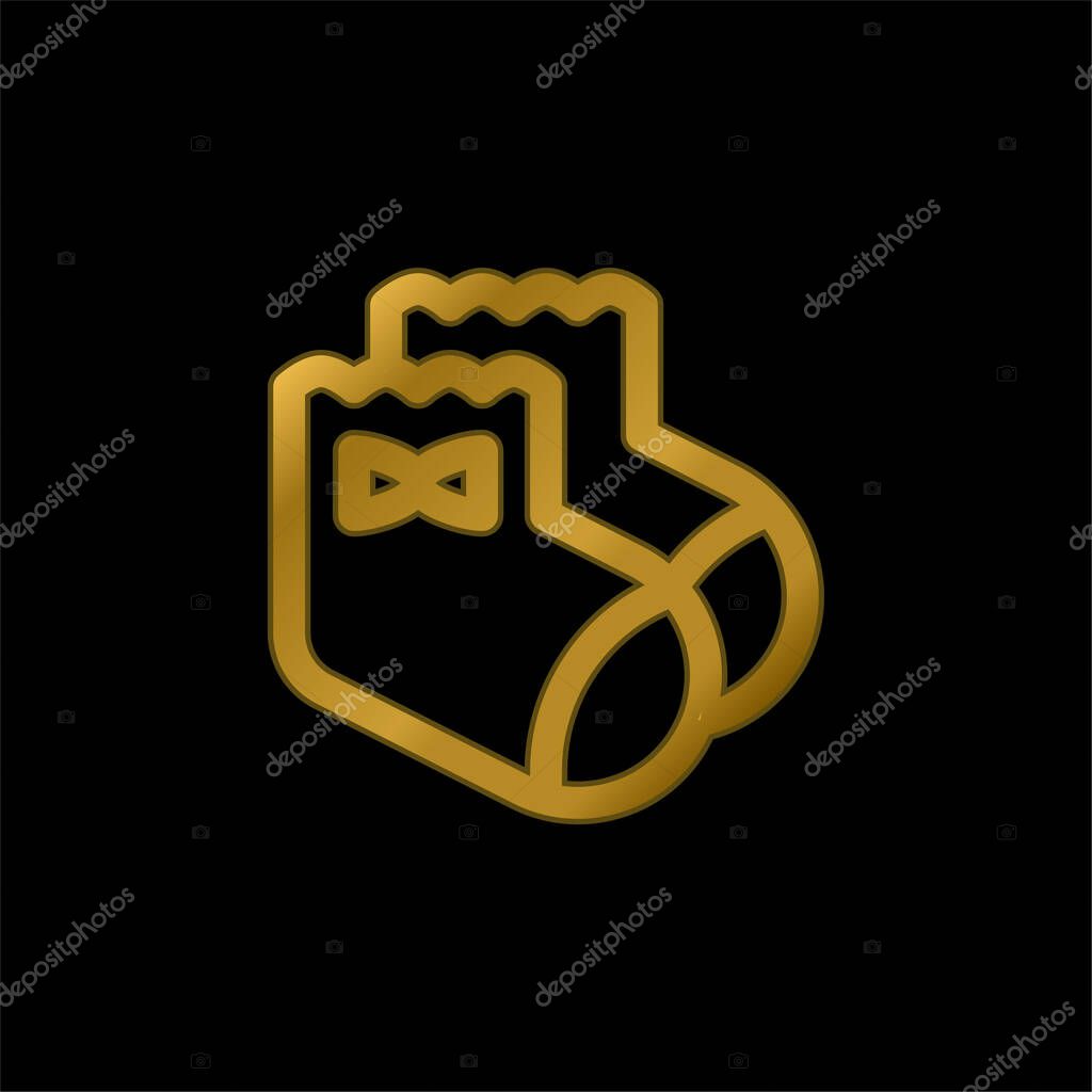 Baby Socks gold plated metalic icon or logo vector