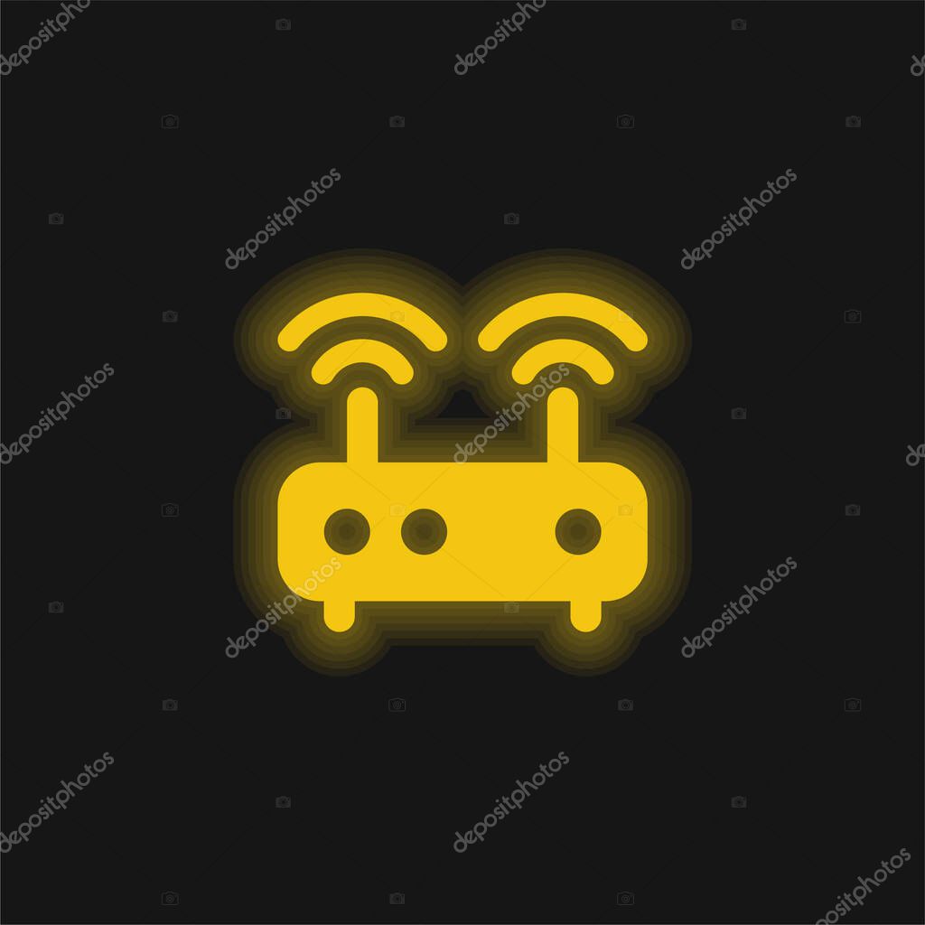 Antenna yellow glowing neon icon