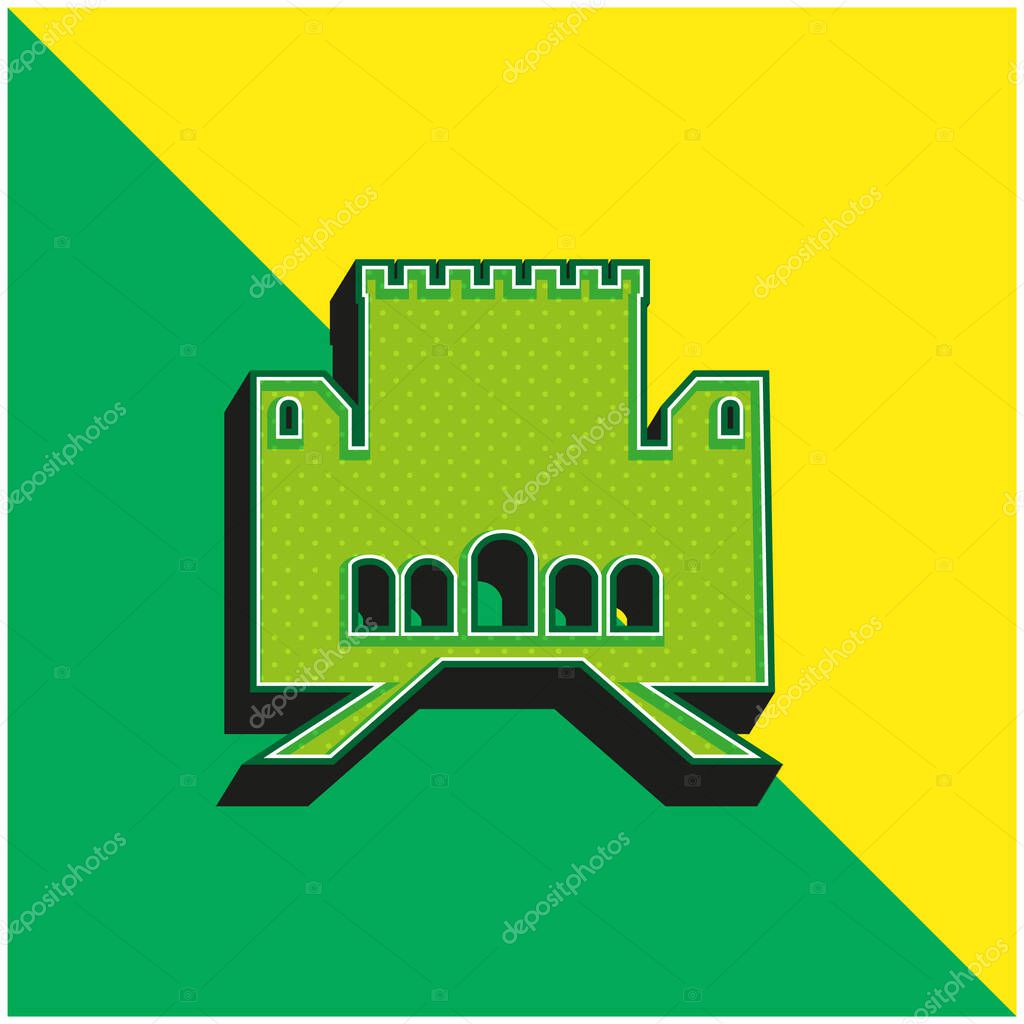 Alhambra Green and yellow modern 3d vector icon logo