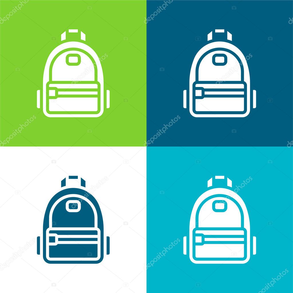 Backpack Flat four color minimal icon set