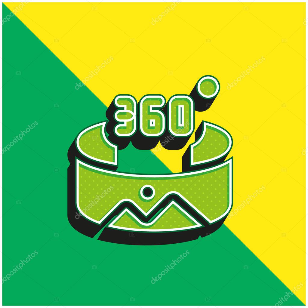 360 Degree Green and yellow modern 3d vector icon logo