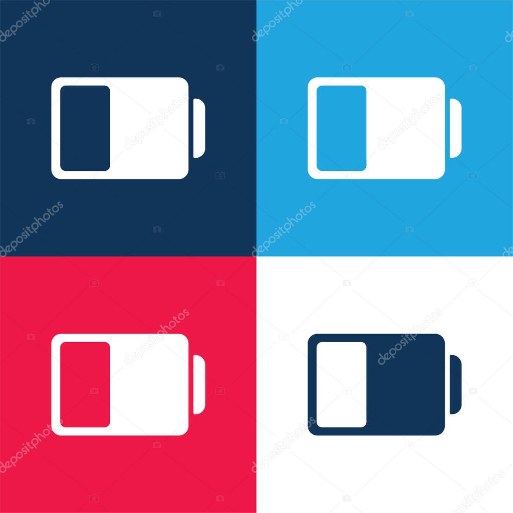 Battery Status Symbol blue and red four color minimal icon set