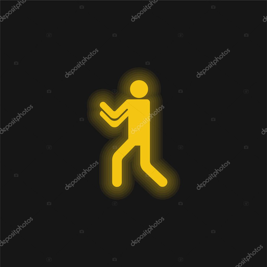 Boxing Silhouette yellow glowing neon icon