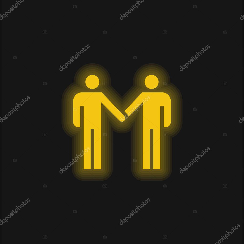 Agreement yellow glowing neon icon