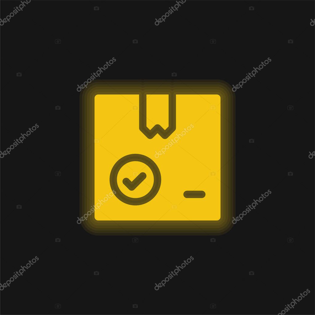 Box yellow glowing neon icon