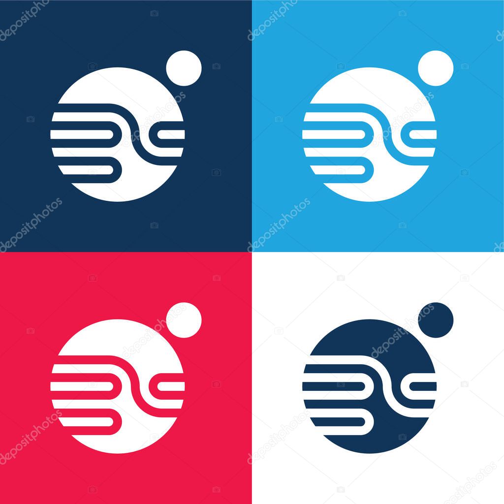 Astronomy blue and red four color minimal icon set