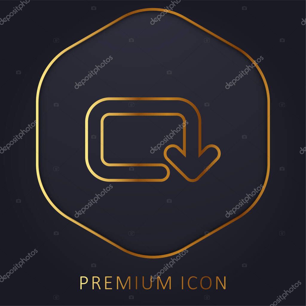 Arrow Of Rounded Rectangular Clockwise Rotation golden line premium logo or icon