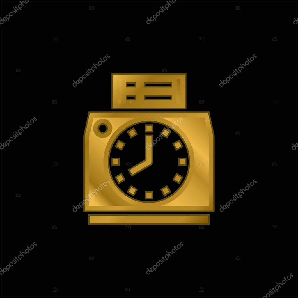 Attendance gold plated metalic icon or logo vector