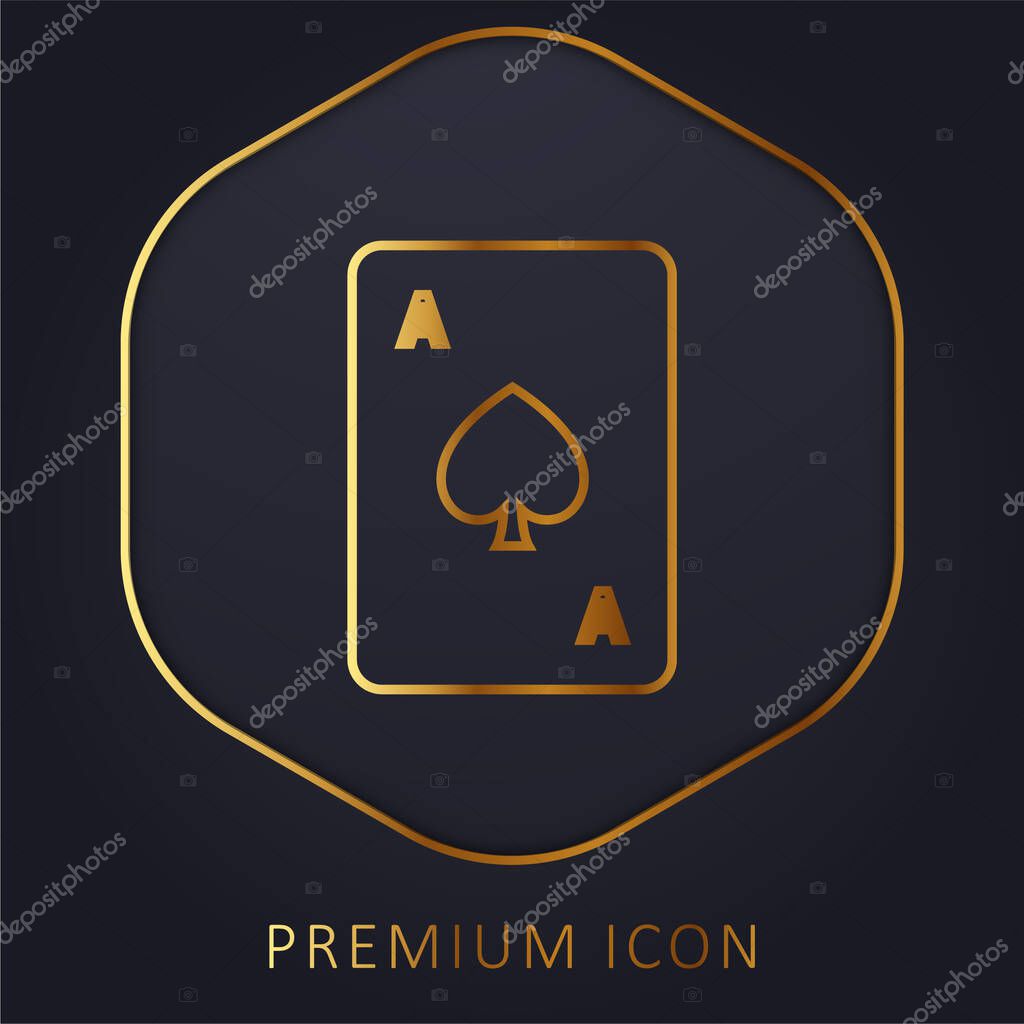Ace Of Spades golden line premium logo or icon