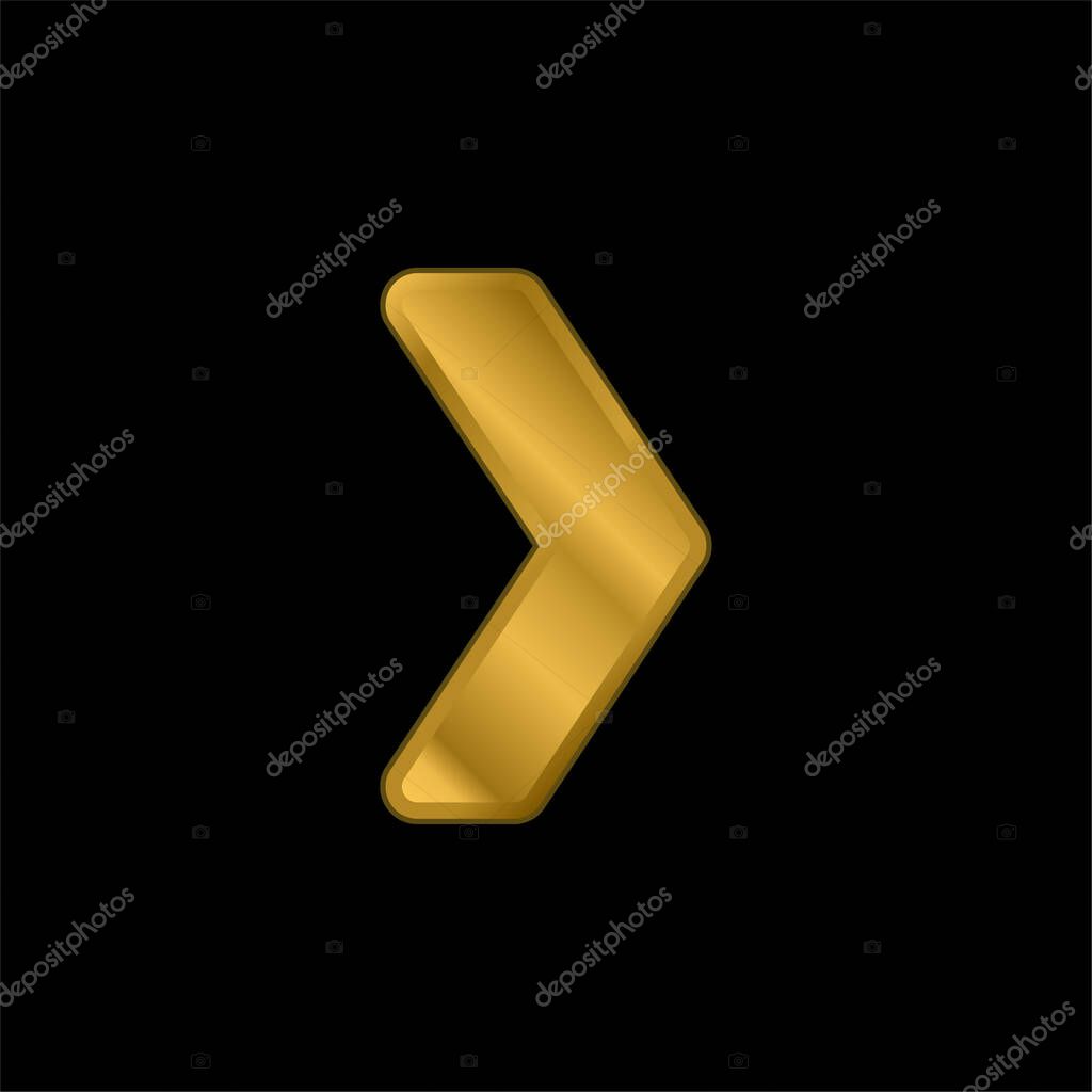 Arrow gold plated metalic icon or logo vector