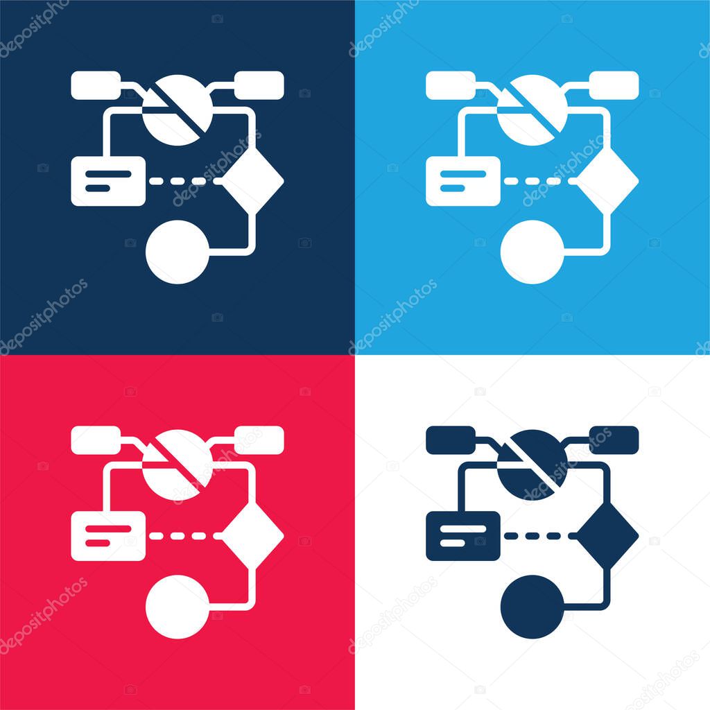 Algorithm blue and red four color minimal icon set