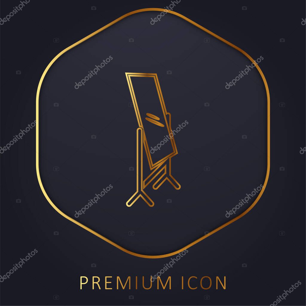 Bedroom Mirror golden line premium logo or icon
