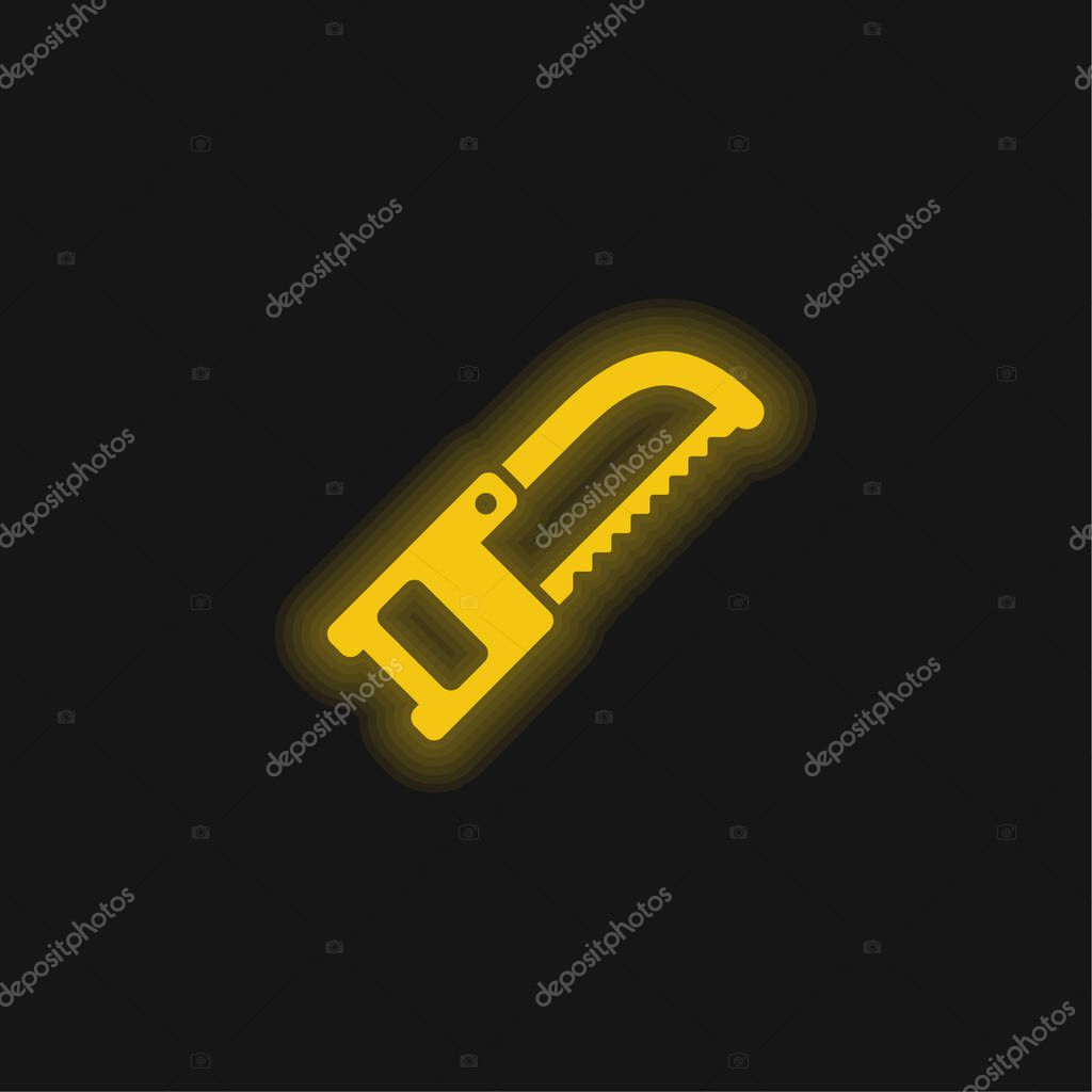 Band Saw yellow glowing neon icon