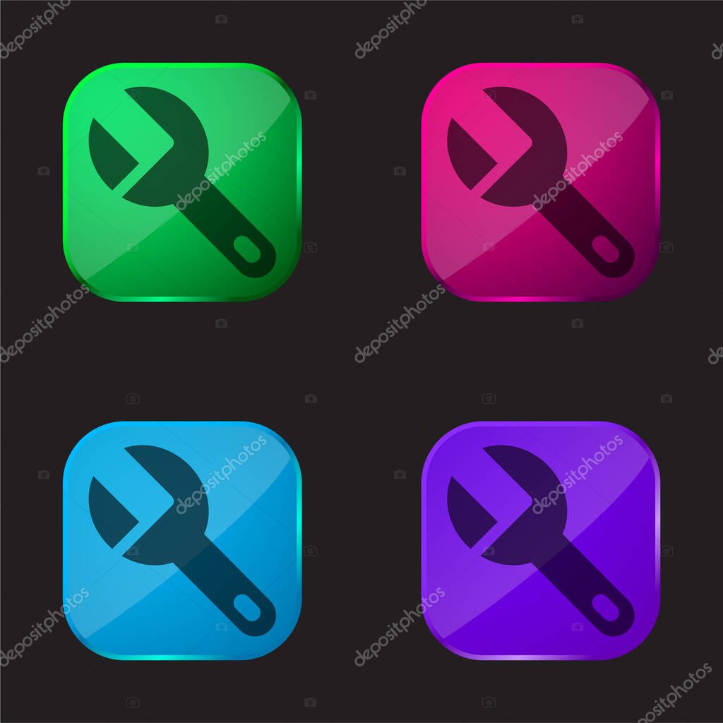 Big Wrench four color glass button icon