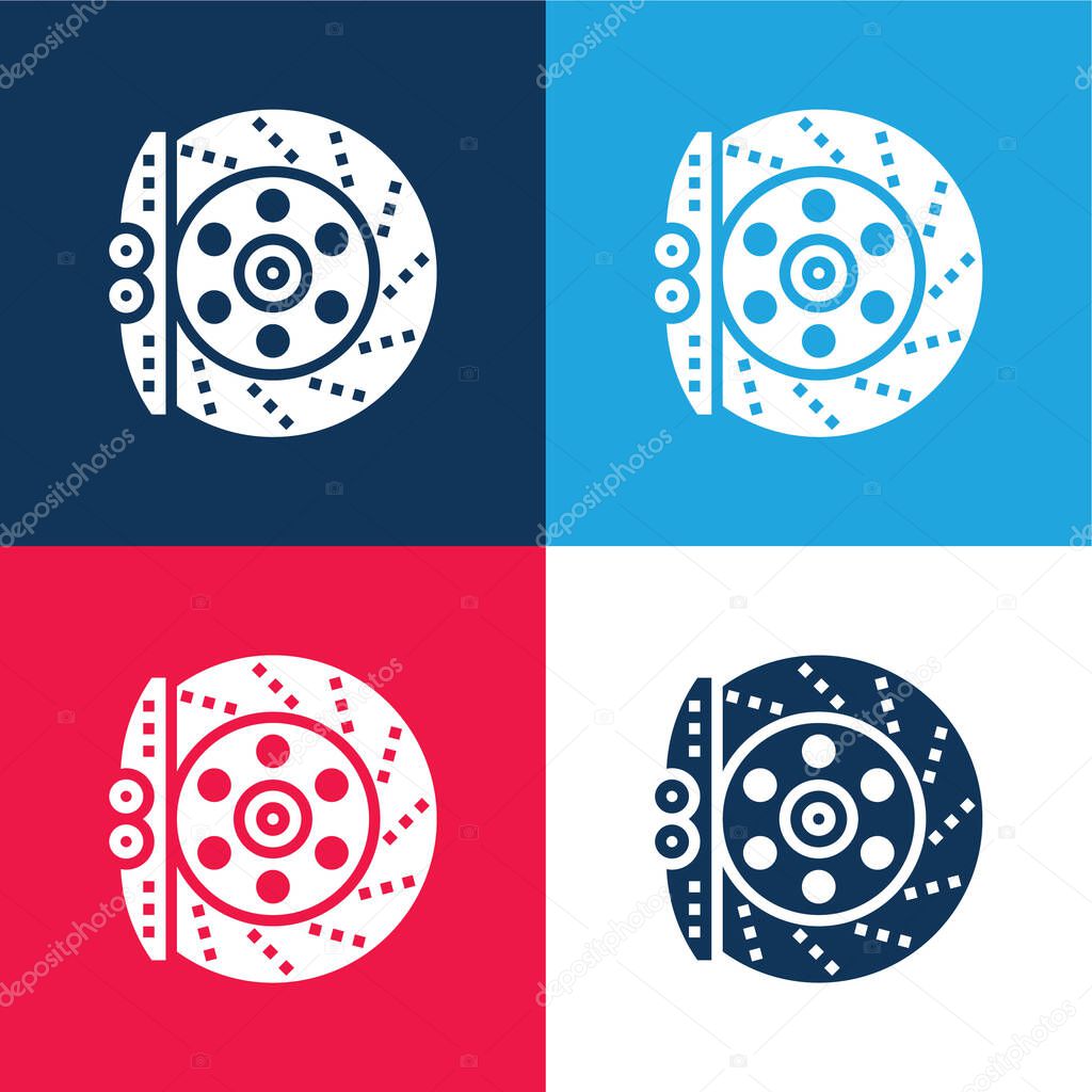 Brake blue and red four color minimal icon set