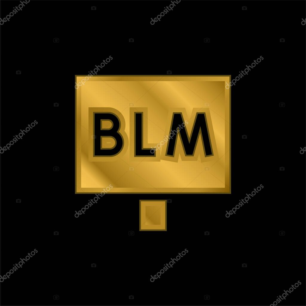 Blm gold plated metalic icon or logo vector