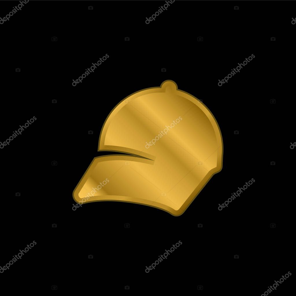 Baseball Cap gold plated metalic icon or logo vector