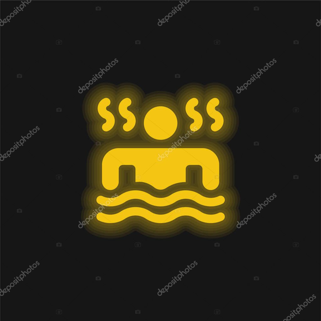 Bath yellow glowing neon icon
