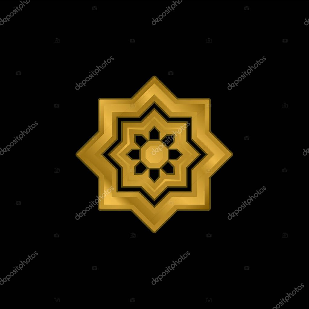 Arabic Art gold plated metalic icon or logo vector