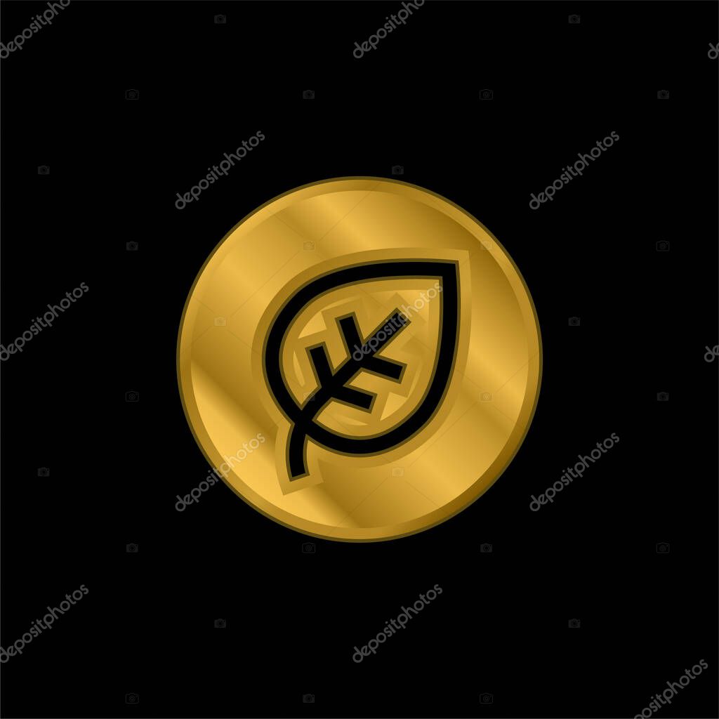 Biological gold plated metalic icon or logo vector