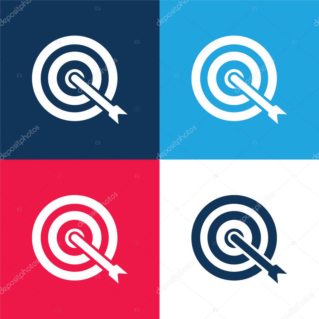 Arrow Shoot On Target Center blue and red four color minimal icon set