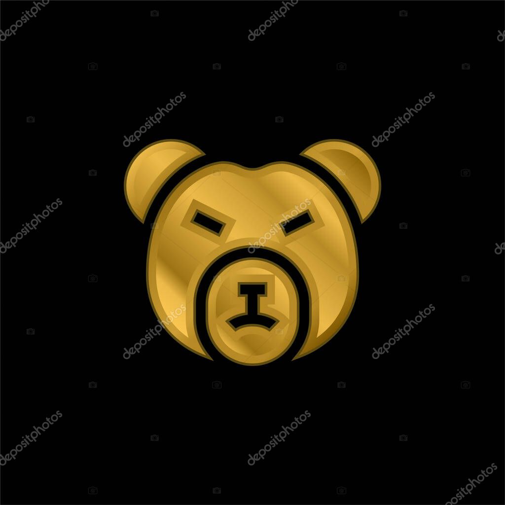 Bear Market gold plated metalic icon or logo vector