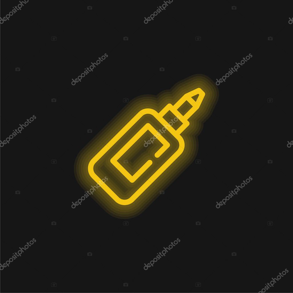 Bottle Of Glue yellow glowing neon icon
