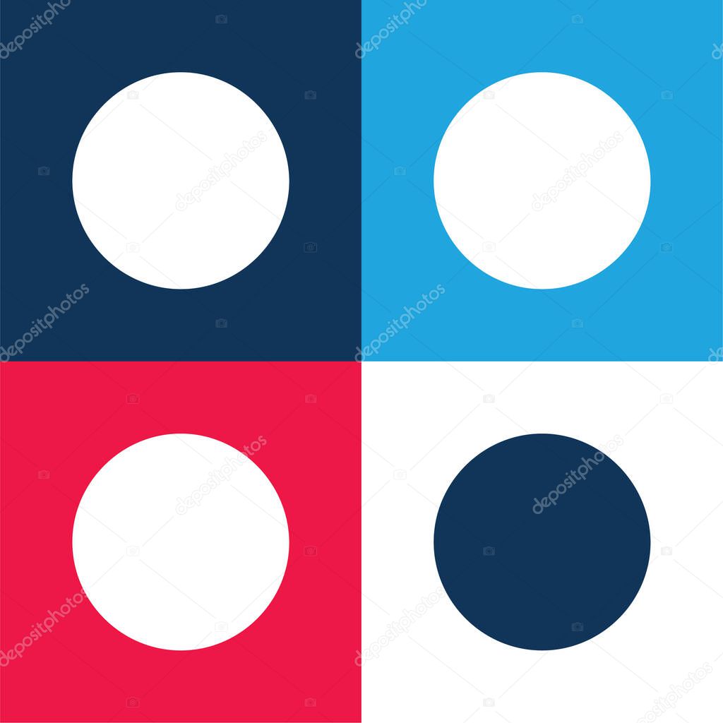 Black Circle blue and red four color minimal icon set