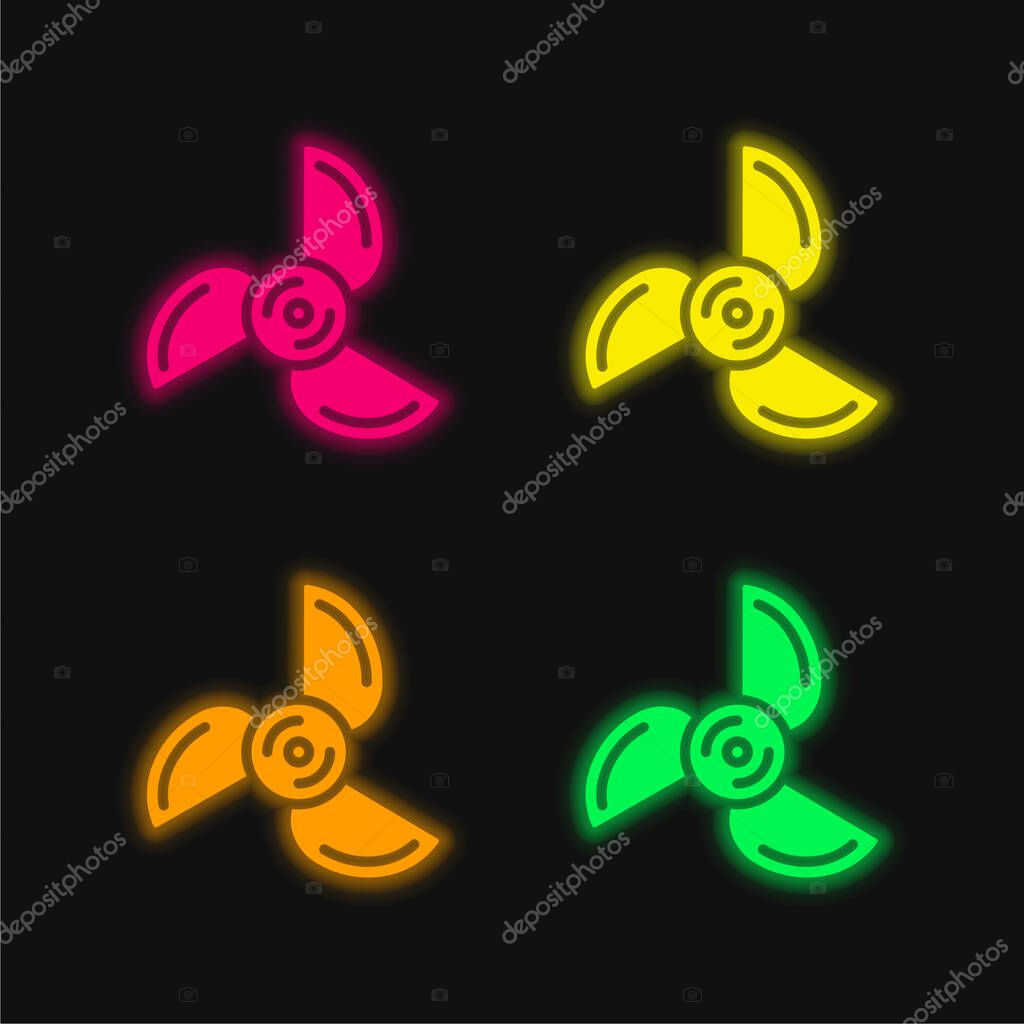 Blades four color glowing neon vector icon