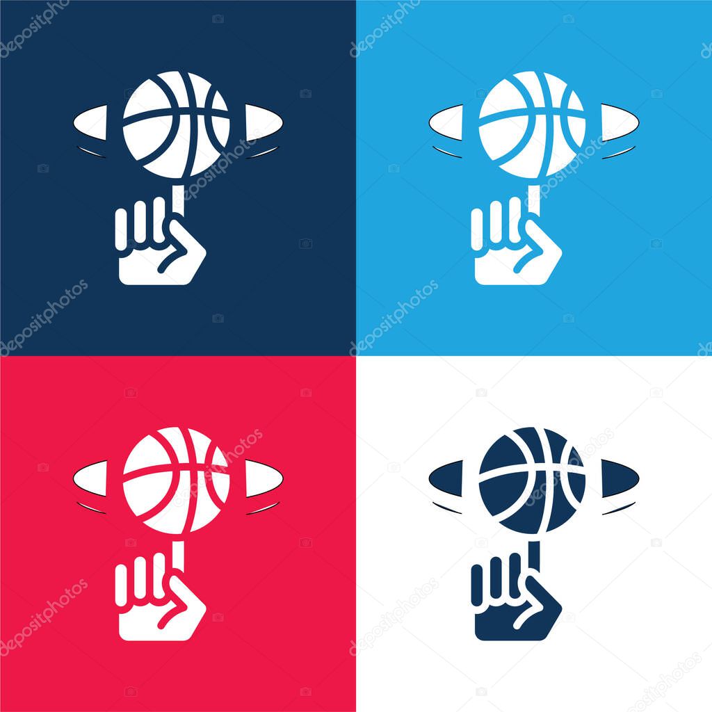 Ball blue and red four color minimal icon set