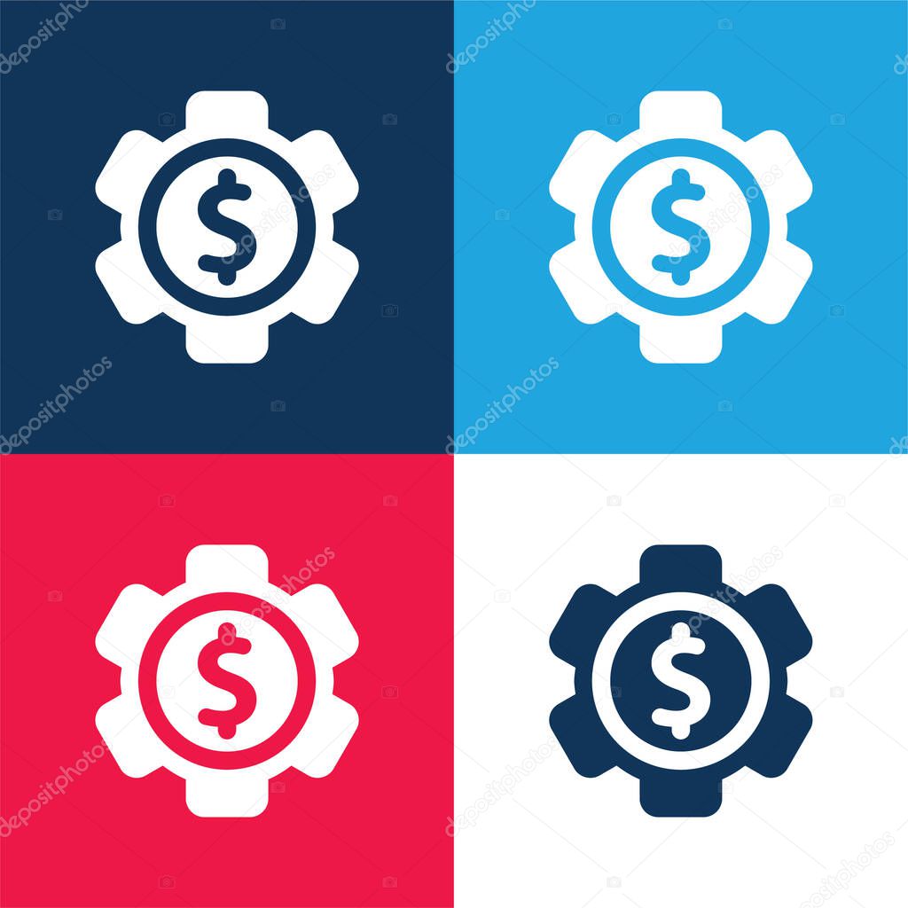 Bank Settings blue and red four color minimal icon set