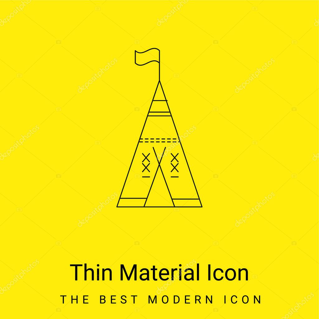 African Tribal Tent With Flag minimal bright yellow material icon