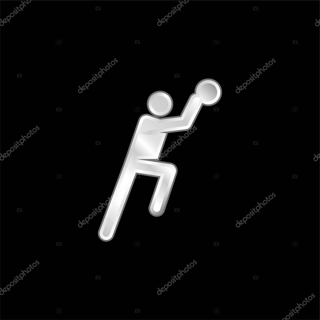 Basketball Player silver plated metallic icon