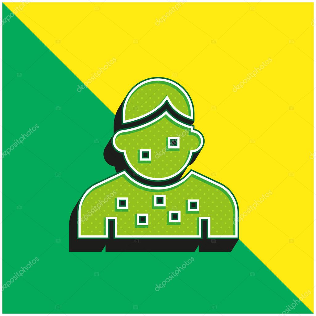 Allergy Green and yellow modern 3d vector icon logo